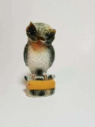 Vintage Bone China Pin Cushion Porcelain Owl Pincushion