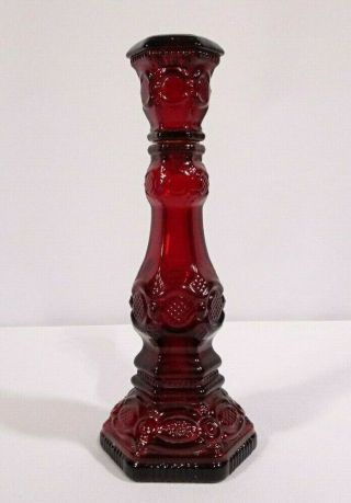 Vtg Avon " Cape Cod " Ruby Red Glass Candlestick Cologne Bottle /empty / Pre - Owned