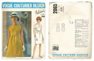 Vintage Vogue Couturier Design Fabiani Of Italy Pattern Number 2065