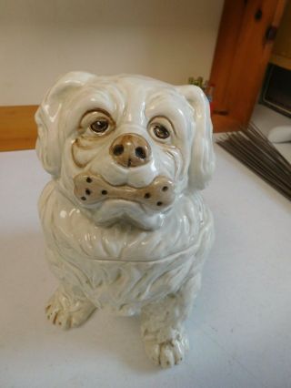 Vintage 1977 Fitz & Floyd Happy Dog With Bone Cookie Jar (lhasa Apso?)