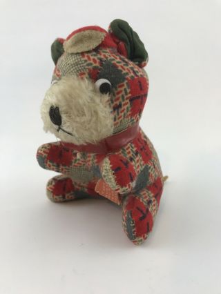Vintage Scottie Dog Pin Cushion Tape Measure Made In Japan Red Plaid