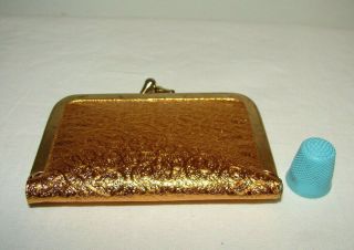 Vintage Travel Sewing Kit Gold Coin Purse Style Kiss Latch
