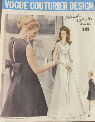 Vtg Vogue Couturier Design Evening Dress Pattern Belinda Bellville 2112 Sz 8