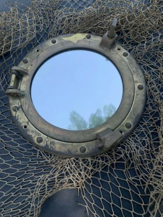 Vintage Brass Porthole Ship Mirrors Have 2 With Patina