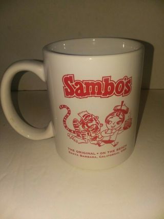 Vintage SAMBO ' S RESTAURANT Advertising COFFEE MUG CUP Little Sambo & Tiger A11 2