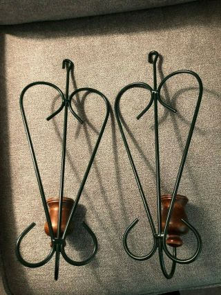 SET OF 2 HOME INTERIOR WROUGHT IRON HEART SHAPED WALL HANGING CANDLE HOLDERS 2