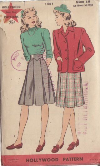 Hollywood Pattern 1451 Misses’ Size 18 40 