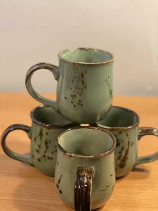 Vintage Ceramic Pottery Coffee Mug Cup Mid - Century Modern Set 4