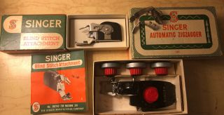 Vintage 1950’s Singer Sewing Machine Attachments Blind Stitch & Auto Zigzagged,
