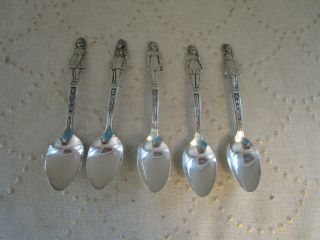 Vintage Dionne Quintuplets Set 5 Carlton Silver Plated Spoons 1935