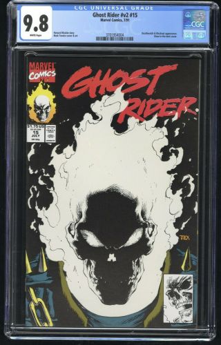 Ghost Rider Vol.  2 15 Cgc 9.  8 (marvel 7/91) Glow - In - The - Dark Cover