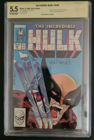 The Incredible Hulk 340 Cbcs 5.  5 Ss By Late Great Wolverine Co - Creator Len Wein