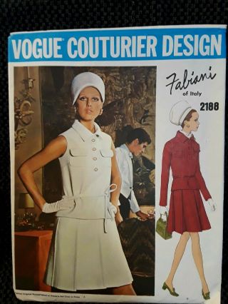Vintage Vogue Couturier Design Fabiani Two Piece Dress Pattern 2188 Bust 31 - 1/2