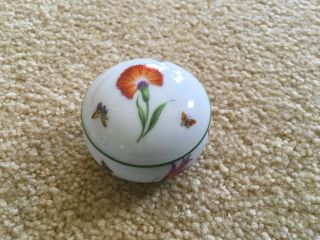 Vintage Limoges Round Trinket Box W/ Lid Tiffany Garden Butterfly Flowers France