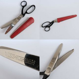 Vintage Wiss Chrome Plated Zig - Zag Pinking Shears Scissors Usa 9 " Case Sleeve