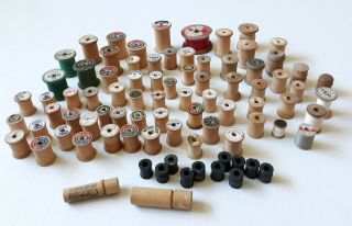 80,  Vintage Wooden Thread Spools Empty Wood,  Needle Tubes
