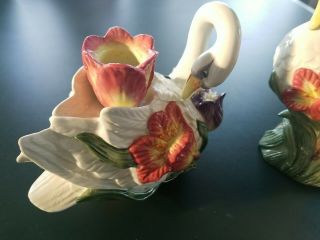 Vintage 2 Fitz and Floyd Classics Tulip Swan Candle Holders 1995 Flowers Pillar 2