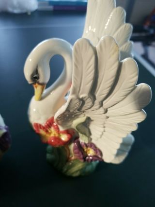 Vintage 2 Fitz and Floyd Classics Tulip Swan Candle Holders 1995 Flowers Pillar 3
