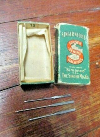 3 Vintage Simanco Singer Sewing Machine Needles Box Craft Accessory Old