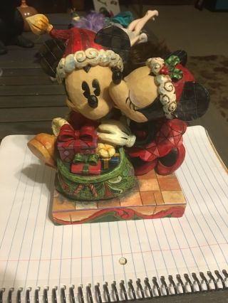 Jim Shore Enesco Walt Disney " A Christmas Kiss " Mickey And Minnie Mouse -