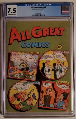 Fox Feature Syndicate - Cgc 7.  5 All Great Comics 1 - Golden Age