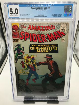 Cgc 5.  0 Off White/ White Pages Spider - Man 26 Stan Lee And Steve Ditko