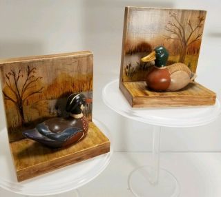 Vintage Ceramic Duck Book Ends Hand Crafted 1983
