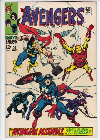 Avengers 58 Vf,  (8.  5) Vision Origin.  Marvel W/ow Pages