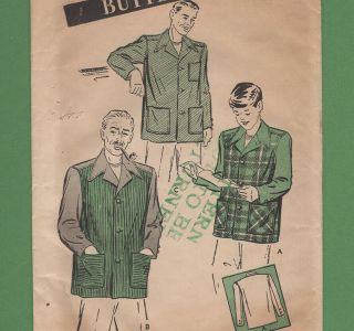 Vtg 40s 50s Sewing Pattern Butterick 3084 Men 2 Tone Casual Sport 49er Jacket S 3