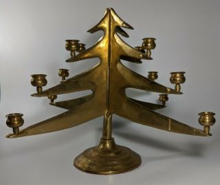 Vintage Brass Candle Holder Christmas Tree Yuan Tai 12 Candles Candelabra Stand