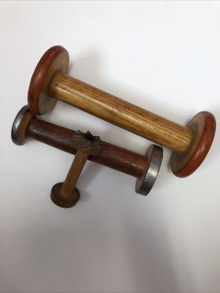 Set Of 3 Antique Wooden Spools