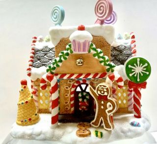 Christmas Ceramic Gingerbread House Candle Holder Partylite Gingerbread Village