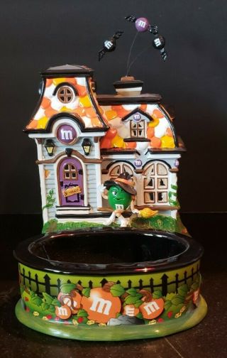 M&m " Spooky House " With Ceramic Candy Dish - Lighted Dept 56 - Halloween Time