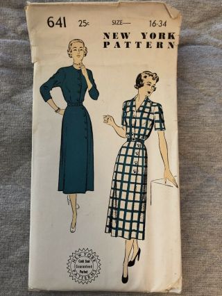 Ff Vintage 1950’s York Ladies Sewing Pattern 641.  Size 16 - 34