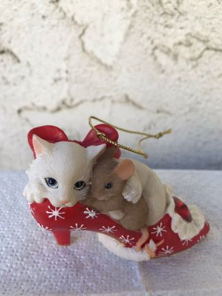 Charming Tails Cat And Mouse In Shoe Ornament