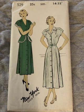 Ff Vintage 1950’s York Ladies Sewing Pattern 529.  Size 14 - 32
