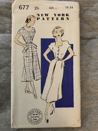 Ff Vintage 1950’s York Ladies Sewing Pattern 677.  Size 16 - 34