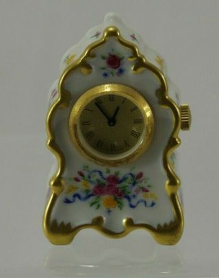 Franklin Miniature French Porcelain Hand Painted Clock