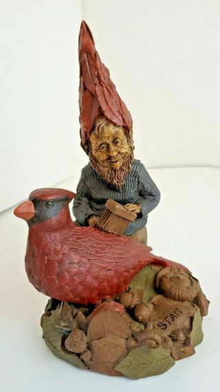 Rare Tom Clark Gnome Figurine " Stan " Brushing His Cardinal ©1986 - 7 "