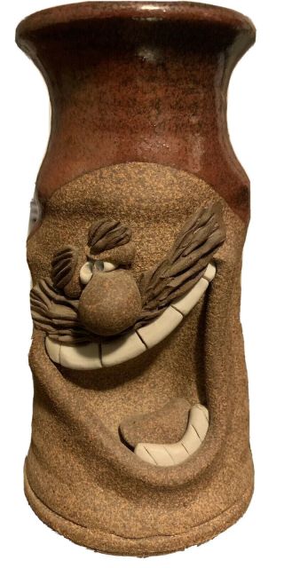 Vintage Stoneware Pottery Clay 3d Funny Face Mug Stein Stone & Glazed 20oz