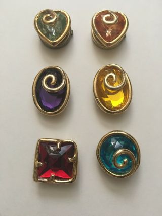 6 Vintage Accessory Lady Nony York Button Covers - Jewel Tones