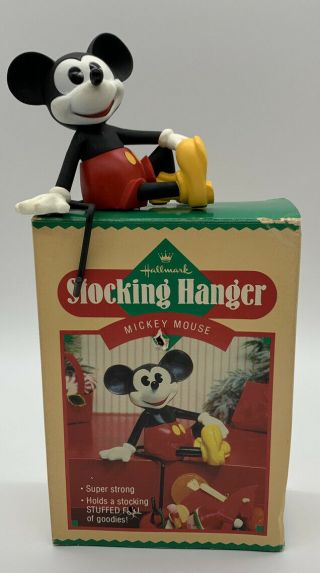 Vintage Hallmark Mickey Mouse Christmas Stocking Hanger Holder Holiday