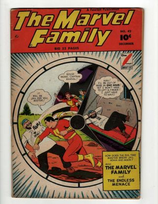 The Marvel Family 42 Vg/fn Fawcett Golden Age Comic Book Captain Shazam Ne4