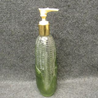 Vintage Avon Golden Harvest Green Glass Ear Of Corn Pump Lotion Dispenser Bottle