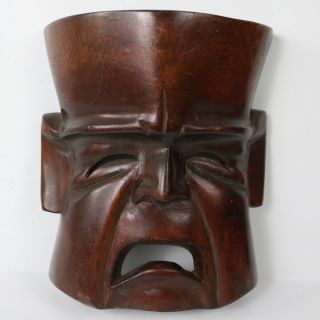 Vintage Hand Carved Wooden Comedy Tragedy Tiki Masks Wall Art 2
