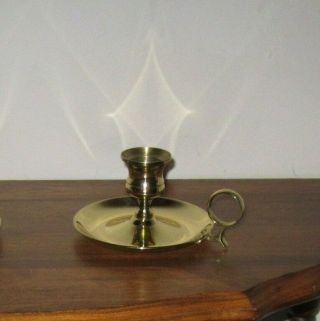 Vintage Solid Brass Chamberstick Candle Holder W/finger Handle