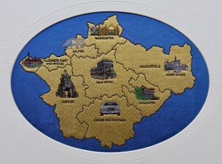 2002 Macclesfield Woven Map Picture Of Cheshire (by Spurcroft) Ltd Edition