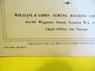Vintage Directions for Using Willcox & Gibbs Superlock Sewing Machine 2