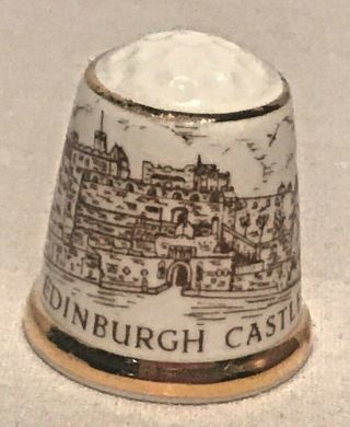 Edinburgh Castle Porcelain Thimble Fine Bone China Gold Metallic United Kingdom
