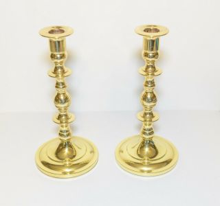 A Pair - 2 Baldwin 9 " Solid Brass Candlestick Holders - Perfect